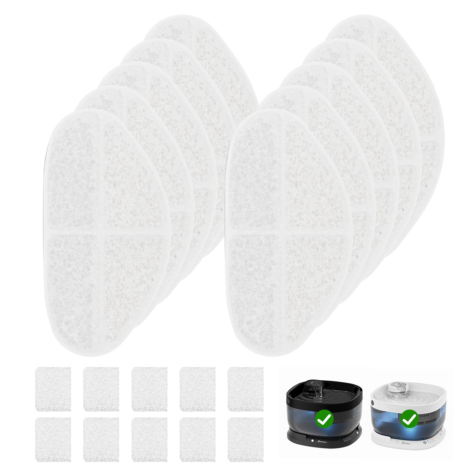 Wireless Dog Water Fountain Filters, 5Pack with 5 Pack Sponges Set, 5 Layer Replacement Filter for FP30 Dog Fountain Battery Operated