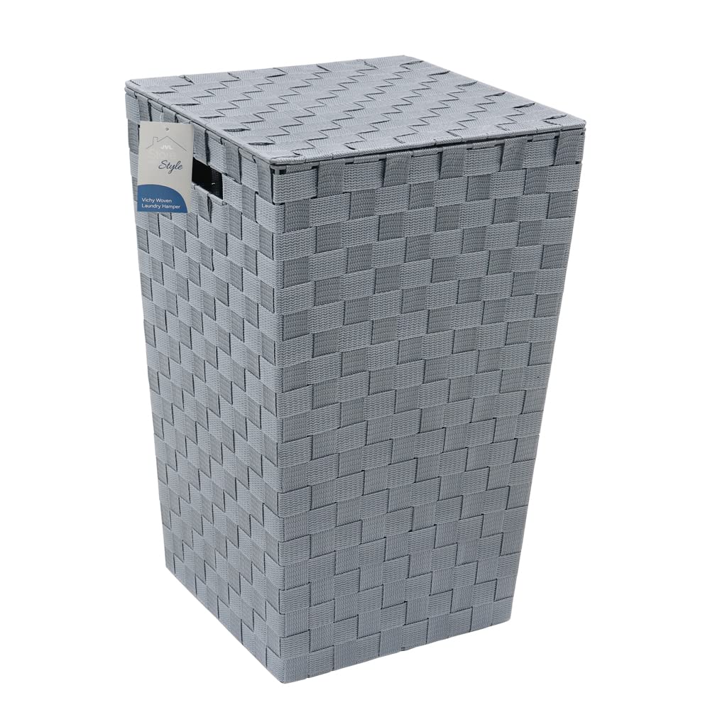 JVL Vichy Square Nylon Laundry Hamper