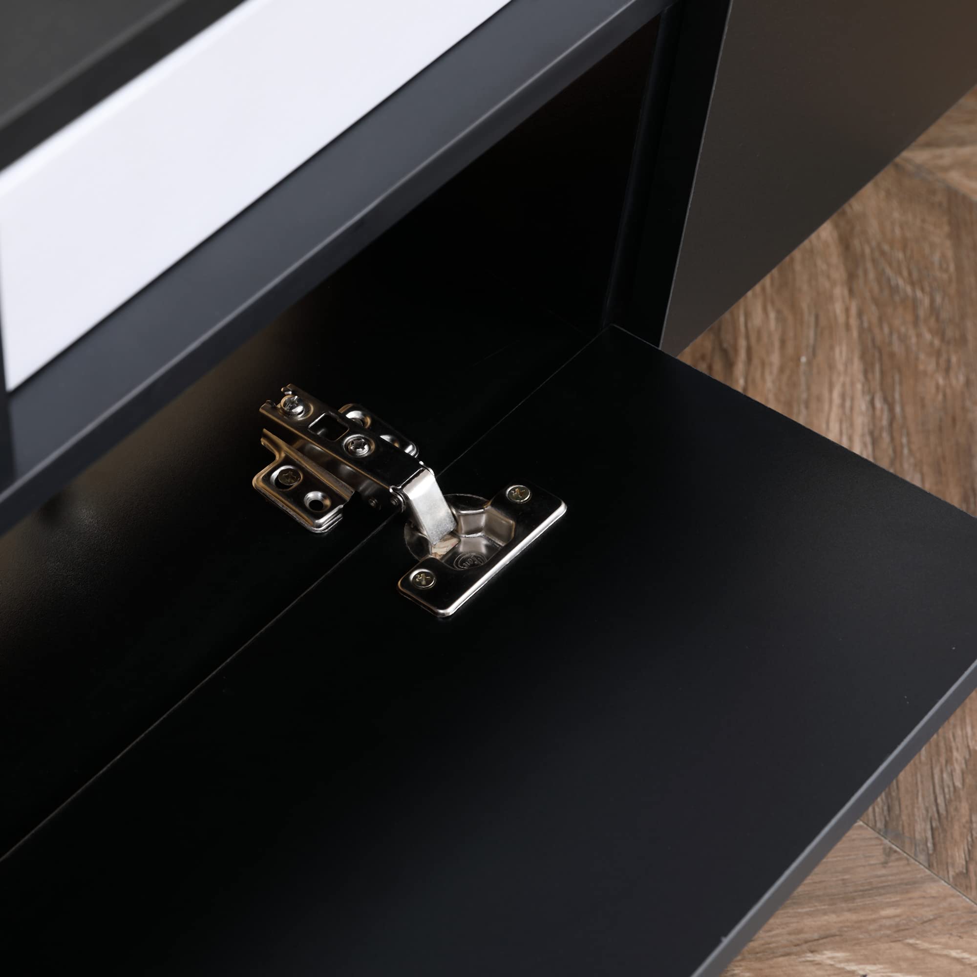 HOMCOM Mobile Porta TV Moderno con 2 Mensole in Legno, Mobiletto per Televisore con Vani Aperti e Armadietti, Nero