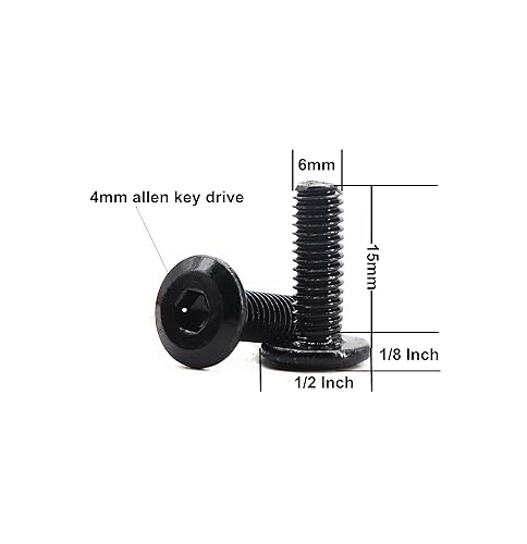 Miniatura 2 de binifiMux 20pcs M6 x 0.591 in Remache Negro Avellanado Socket Cap Allen Tornillos Remache Tornillos Muebles Conexión 304 Acero Inoxidable