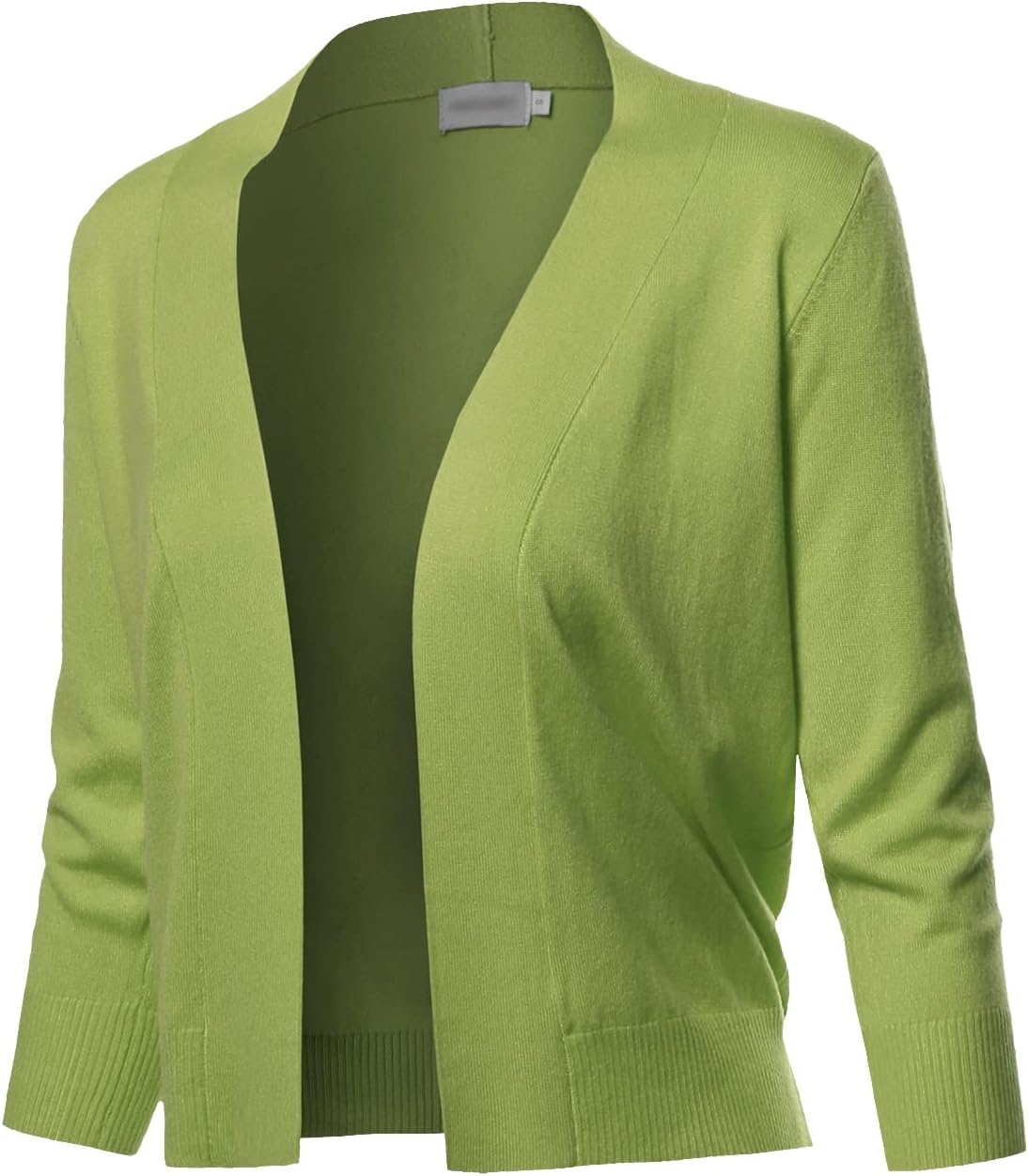 Women's Solid Open Front Soft Stretch 3/4 Sleeve Layer Short Cardigan