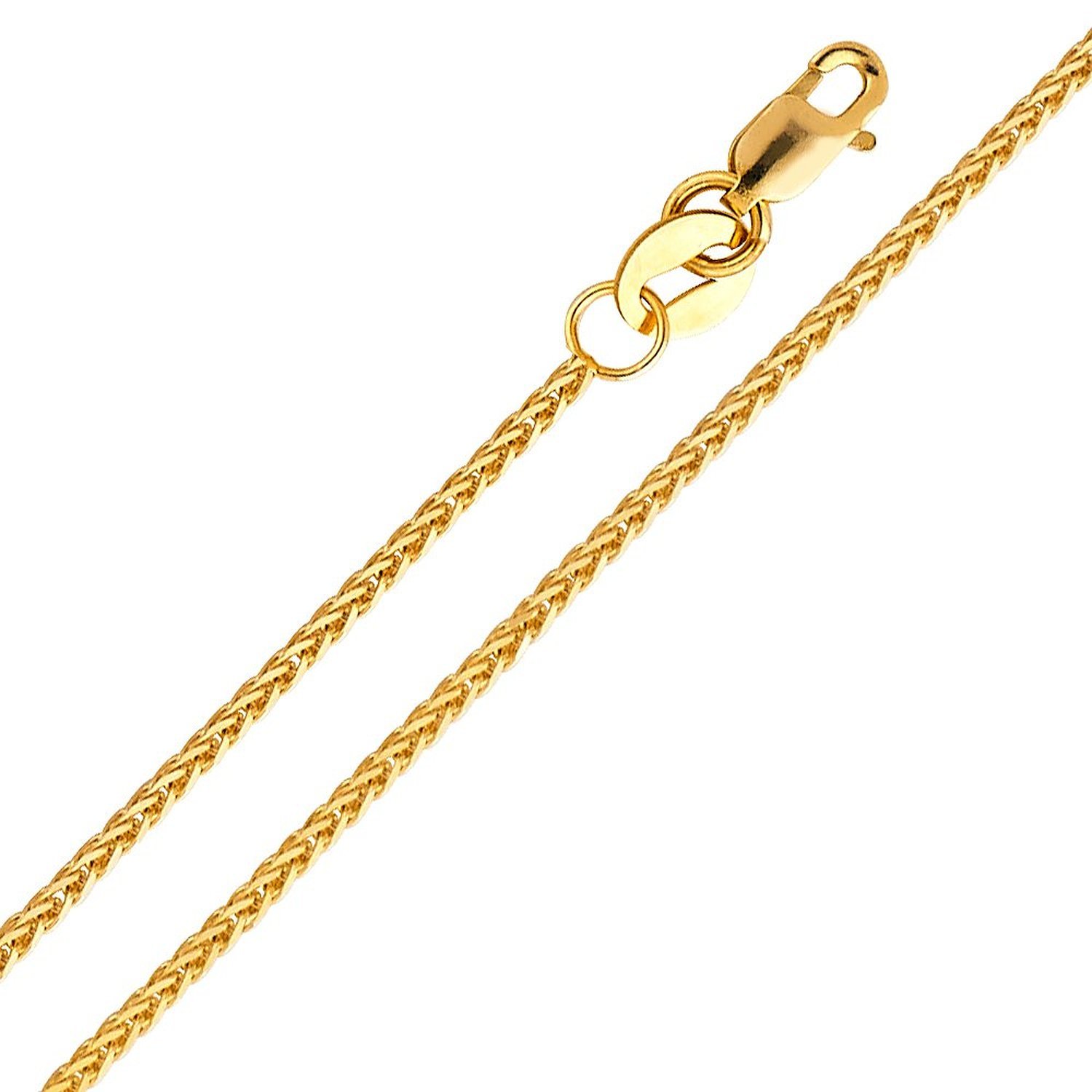 Łańcuszek ze 14-karatowego złota próby 585, szlif diamentowy, spiga, z żółtego złota, szerokość 2 mm, długość do wyboru