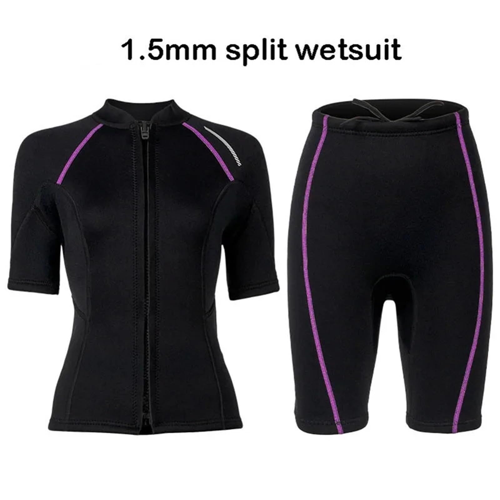 Maillot de Bain à Manches Courtes Fendu for Femme, néoprène 1,5 mm, Short, Veste Surf et plongée(Blue Top,XS)