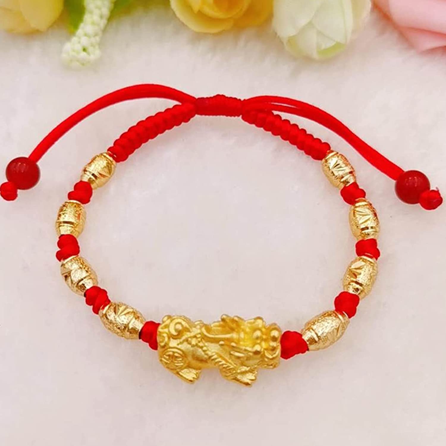 Pulsera de riqueza Feng Shui, pulsera de cuentas de jade, pulsera Pixiu, pulsera de hilo rojo, pulsera con amuletos de la suerte para mujeres, hombres, amuleto para protegerse de los espíri