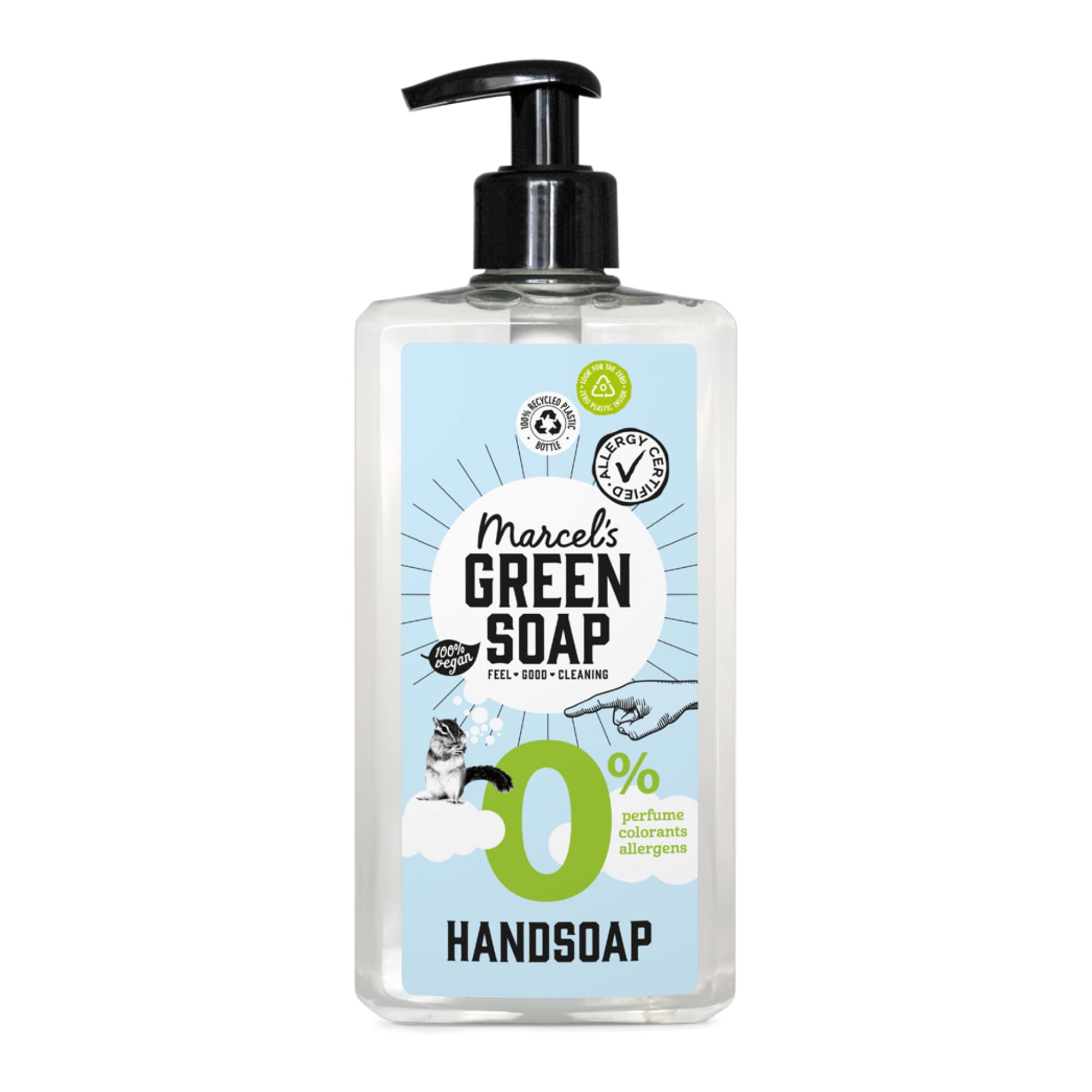 Marcel's Green Soap - Hand Soap 0% - Allergy Certified - For sensitive skin - No perfume - Vegan - 100% recycled plastic bottle - Refillable - 500 ml