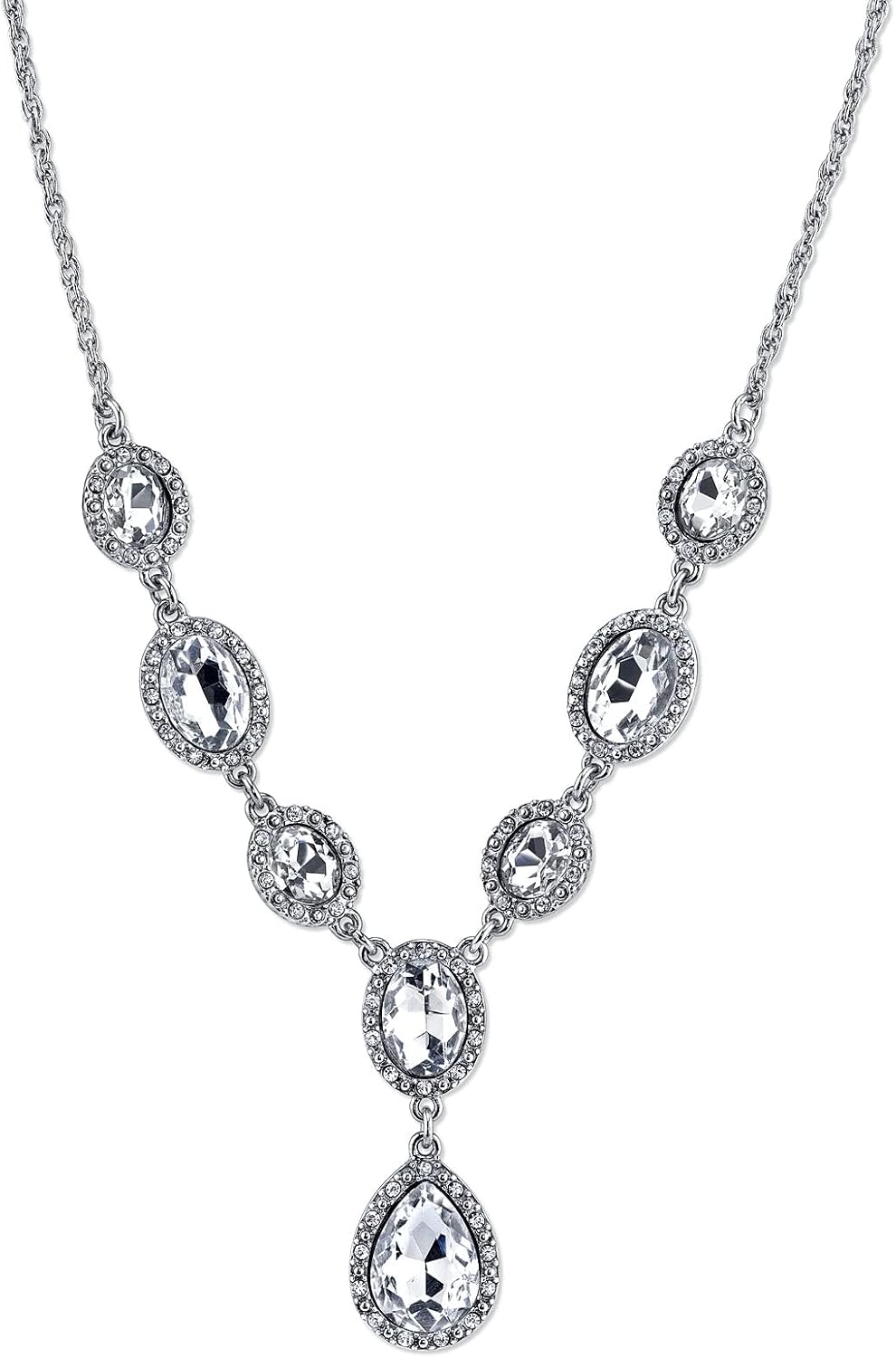 1928 Jewelry Multi Crystal Crystal Teardrop Y-Necklace For Women 16" + 3" Extender