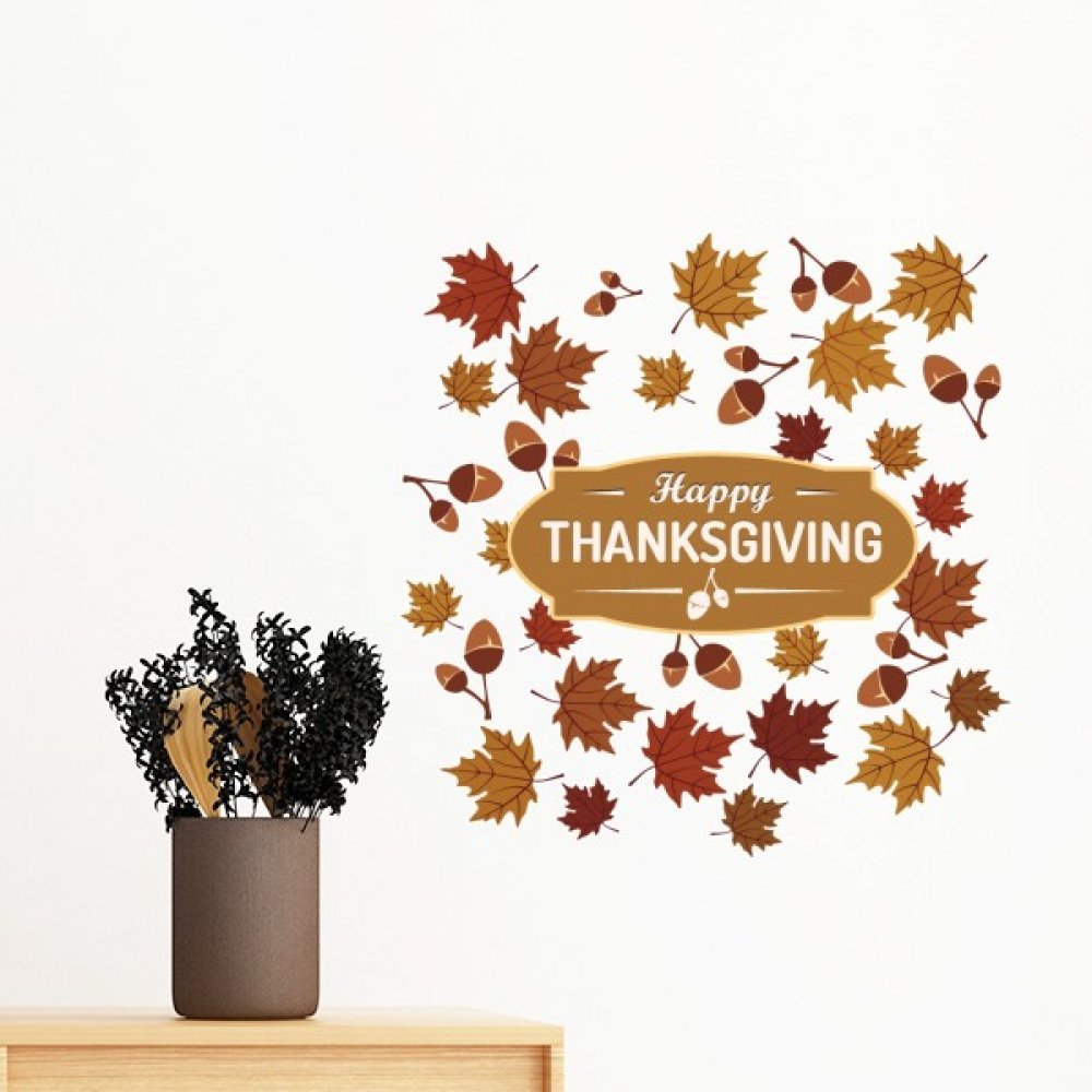 Autocollant mural feuille Thanksgiving sticker amovible 70cm