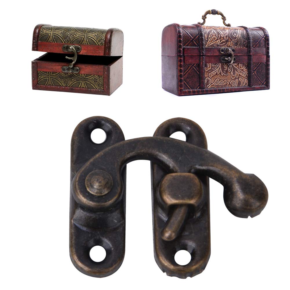 30 Pcs Hook Hasp Latch, Latch Hook Antique Style Iron Wood Box Lock Buckle Toolbox Hardware Lock Latch Buckle for Small Object Box Jewelry Box Toolbox 3.2 x 2.8cm(#2)