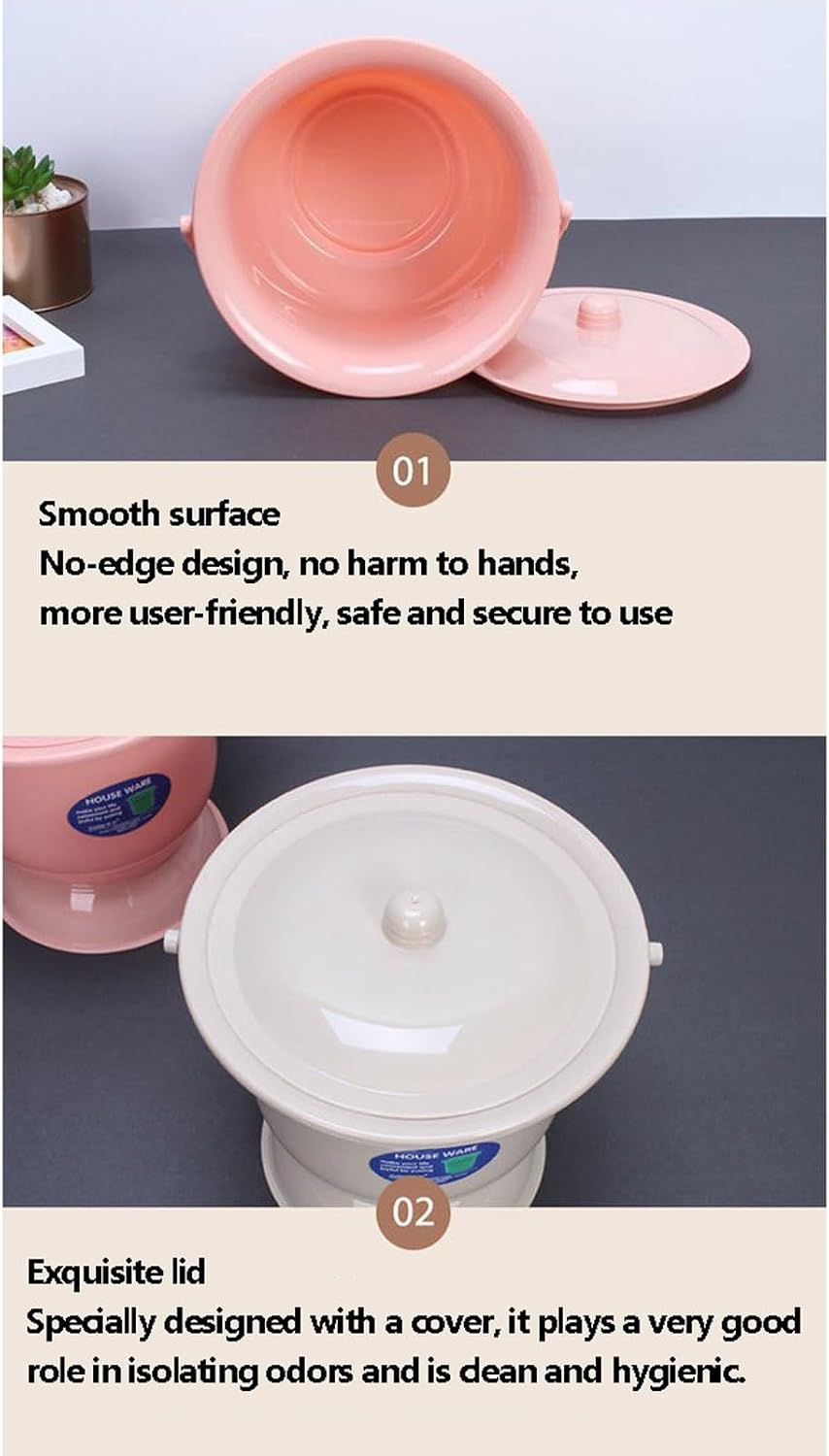Bed Pan Chamber Pot Portable Urinal Bucket Handheld Urine Pots Potty Pee Bucket Bedside Urinal Thick Unisex Spittoon with Lid(Color:Yellow)