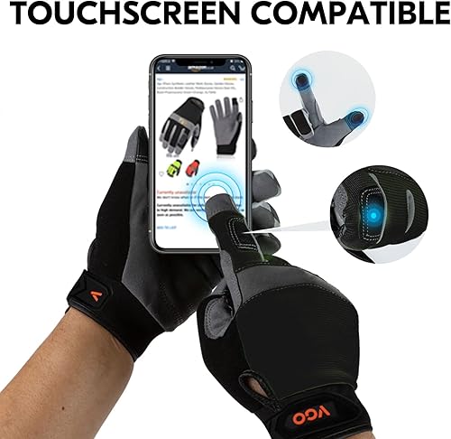 Miniatura 6 de Vgo... 2 pares de guantes de trabajo de seguridad, guantes de mecánico ligeros (talla S, verde, SL7584)