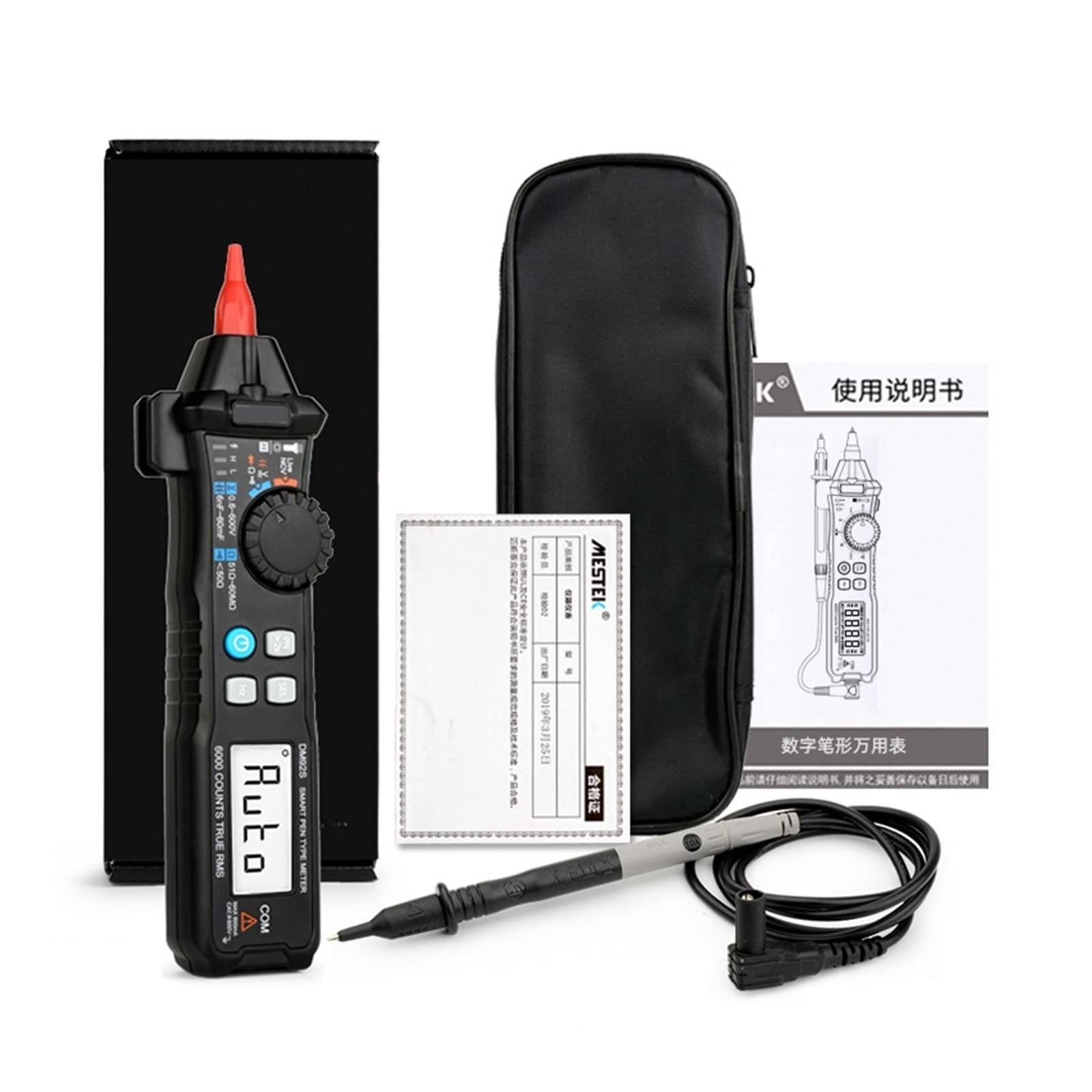 Multimetro digitale 6000 conteggi Penna tascabile Stile Gamma automatica/Multimetro intelligente Rilevamento NCV Tester di tensione CC/CA(DM92S Smart mode)