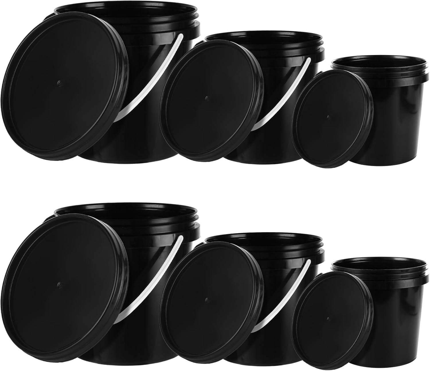 Acrux7 6 Pack Plastic Paint Containers with Lids, 1 Gallon (2) + 2 Quart (2) + 1 Quart (2) Empty Paints Buckets with Handles, Small Pastic Paint Cans Container for Leftover Paint, Crafts, Arts - Image 9