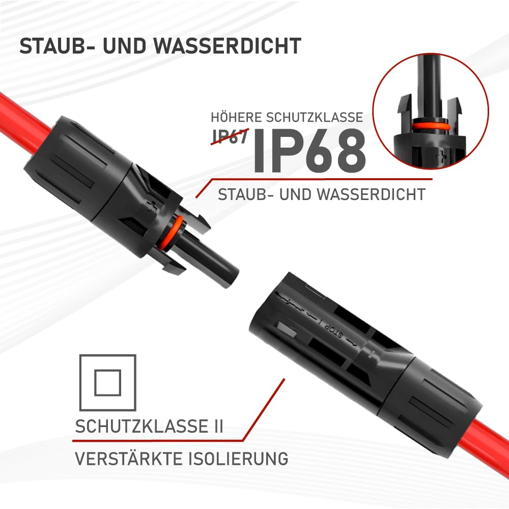 PV Solarstecker 40 Paar Solarpanel Kabelstecker kompatibel mit 4mm2 6mm2 Solarkabel PV Kabel IP68 wasserdicht für Solaranlage