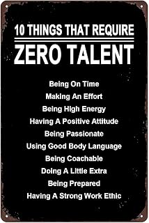 FRFAMJSDF Workplace Motivation Vintage Metal Sign 10 Things That Need No Talent Retro Tin Wall-Art for Office Decor Study 8 X 12 inch