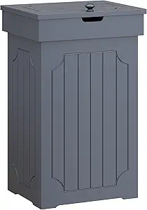 Function Home Trash Can Cabinet, 13 Gallon Kitchen Garbage Can, Wooden Recycling Trash Bin, Freestanding Dog Proof Trash Can, Farmhouse Trash Cabinet with Lid for Home Kitchen Bedroom, Grey