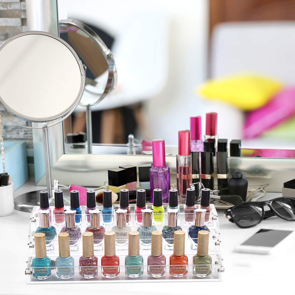 Nail Polish Stand Cosmetic Organiser 3 Tier Nail Polish Display Shelf Acrylic Nail Polish Storage Large Nail Polish Holder Make Up Organiser Clear Storage Box Lipstick Cosmetic Holder - Image 2