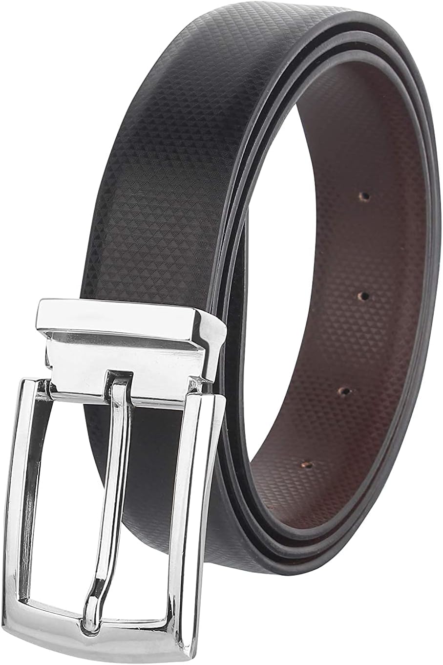 Veteran Men's PU Leather Reversible Belt for Men Casual, Formal Wear Cronas pattern (Black/Brown Reversible Belt-VtIN0164)