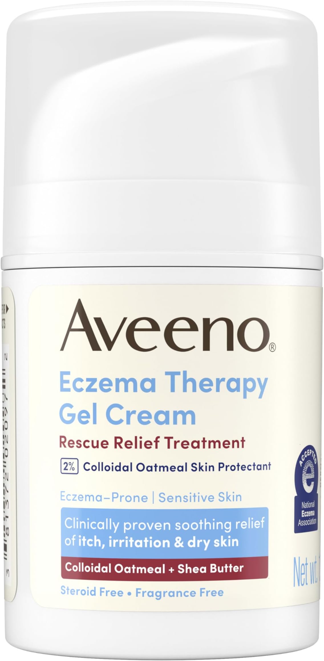Aveeno Eczema Therapy Rescue Relief Treatment Gel Cream, Daily 2% Colloidal Oatmeal Skin Protectant Formula Instantly Soothes & Cools Itchy Dry Skin Flare-Ups, Steroid & Fragrance Free, 1.5 oz
