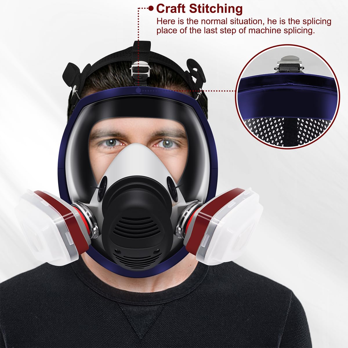 Facemoon Vollgesichtsabdeckung 16 in 1 Voll Gesicht Atemgerät,Atemgerät Maske mit Filtern Staub,Gasmasken,Schutz Atemgeräte für Chemie, Herstellung, Erdöl, Bergbau, Farbe, Staub,Bauindustrie