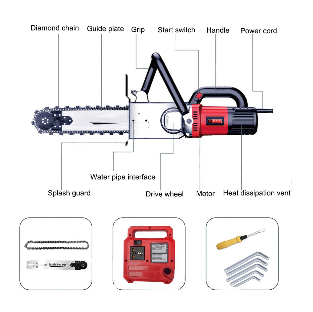 Sierra de hormigón de 7800W / 8800W, máquina cortadora de ranurado de Pared eléctrica, Motosierra de Mano, máquina de Corte de Pared (Depth35cm)