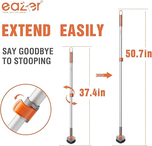 Miniatura 5 de eazer Limpiador de bañera de mango largo 4 en 1, versátil cepillo de limpieza de baño con limpiador de ducha, cepillo limpiador de ducha ideal para