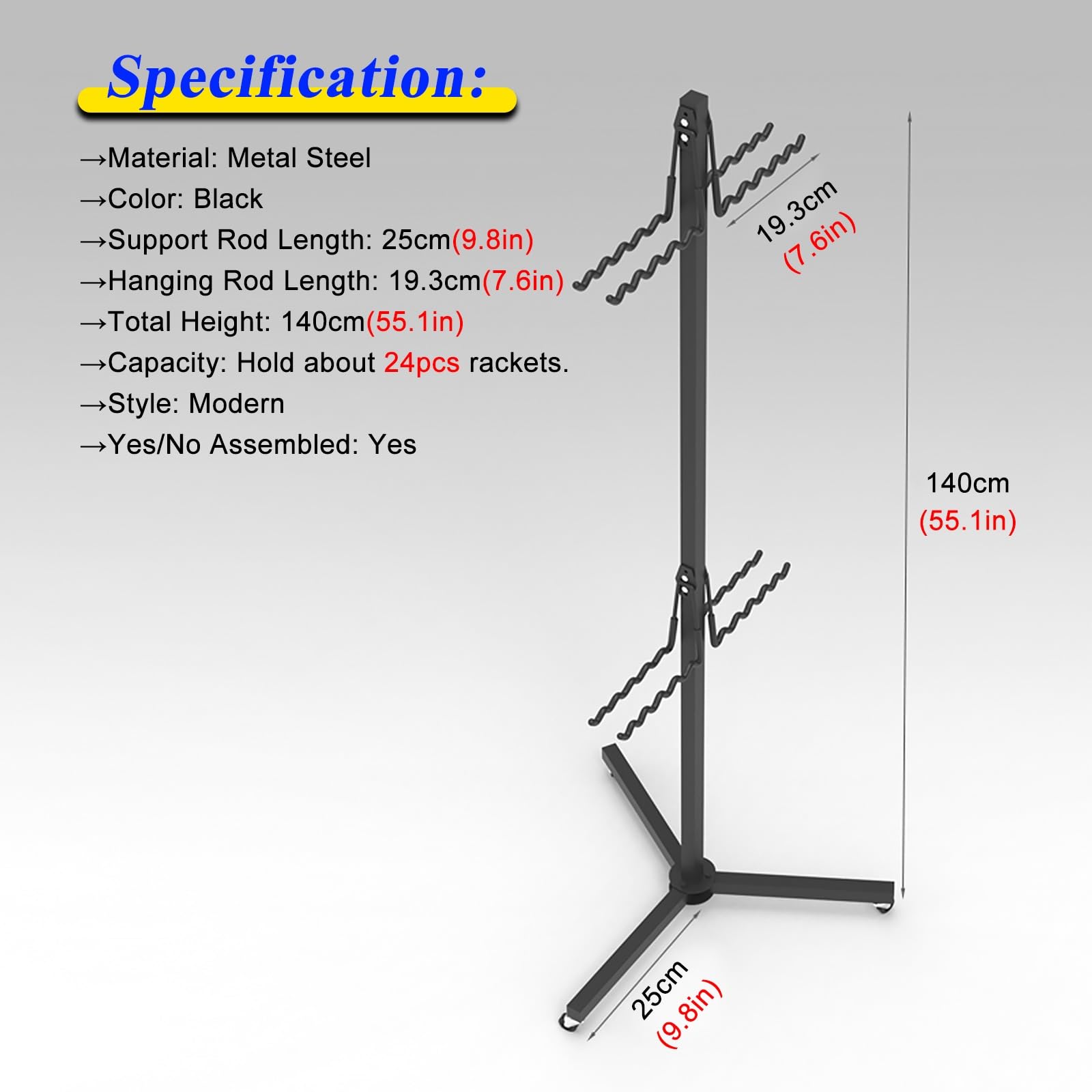 Organizador vertical de raqueta de pie de gran capacidad, ahorro de espacio para raquetas de tenis y bádminton con ruedas, gimnasio y club