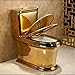 Generic Gold Electroplated Luxury Toilet Cyclone Flushing with Automatic Features, 27.5*15.3*29.5 inches