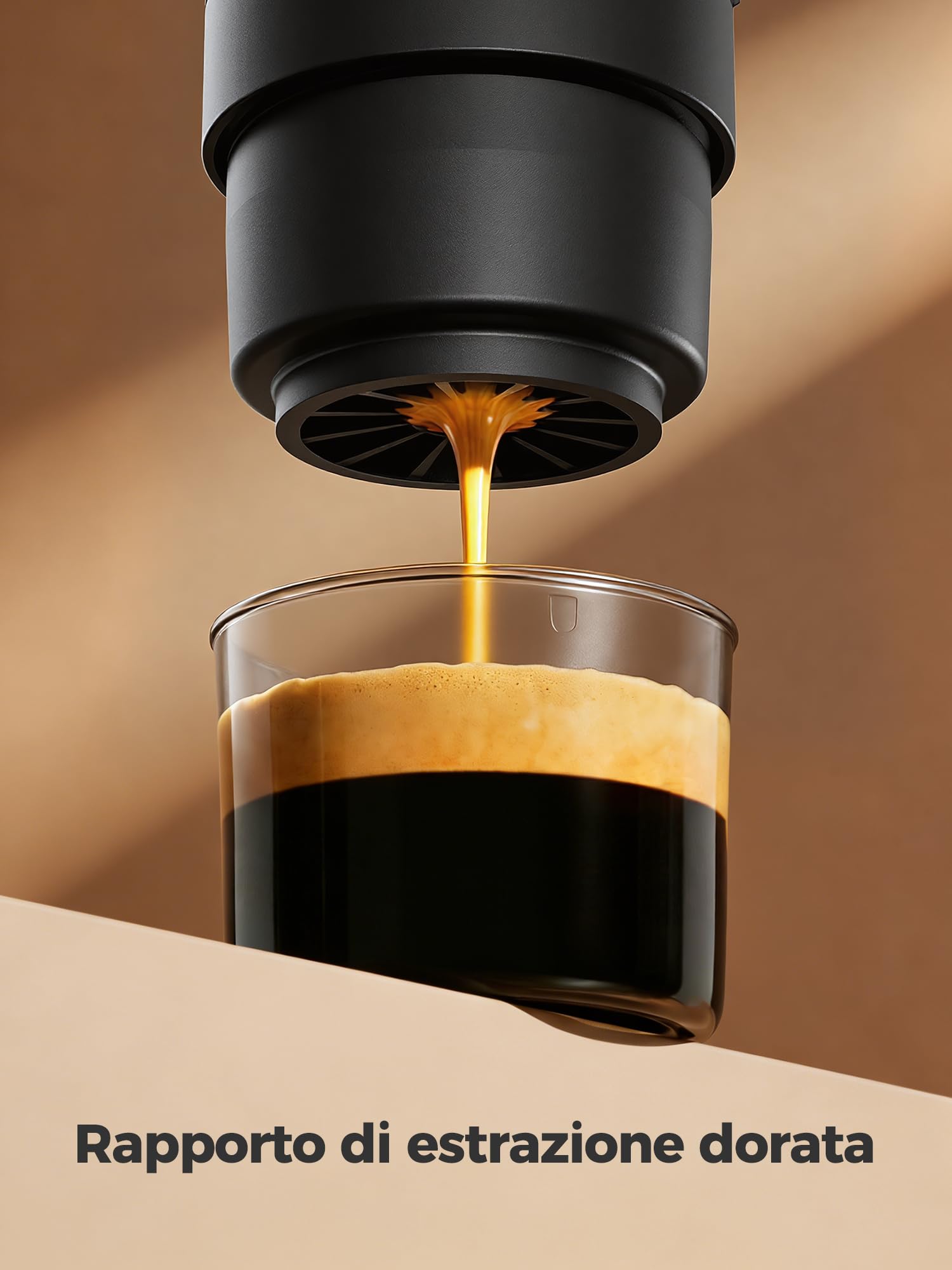 CONQUECO Macchina Caffè Portatile 2in1, 455g Ultraleggera Non Riscalda l’Acqua (Richiede Acqua Calda), Serbatoio 160ml, Cialde NS e Macinato, USB-C 250 Tazzine, 30s Estrazione, Per Campeggio e Viaggio