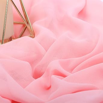 DUOBAO 59" Wide Light Pink Chiffon Fabric - 5 Yards Semi-Sheer for Wedding Dresses, Backdrops, Curtains & Tablecloths Premium Quality