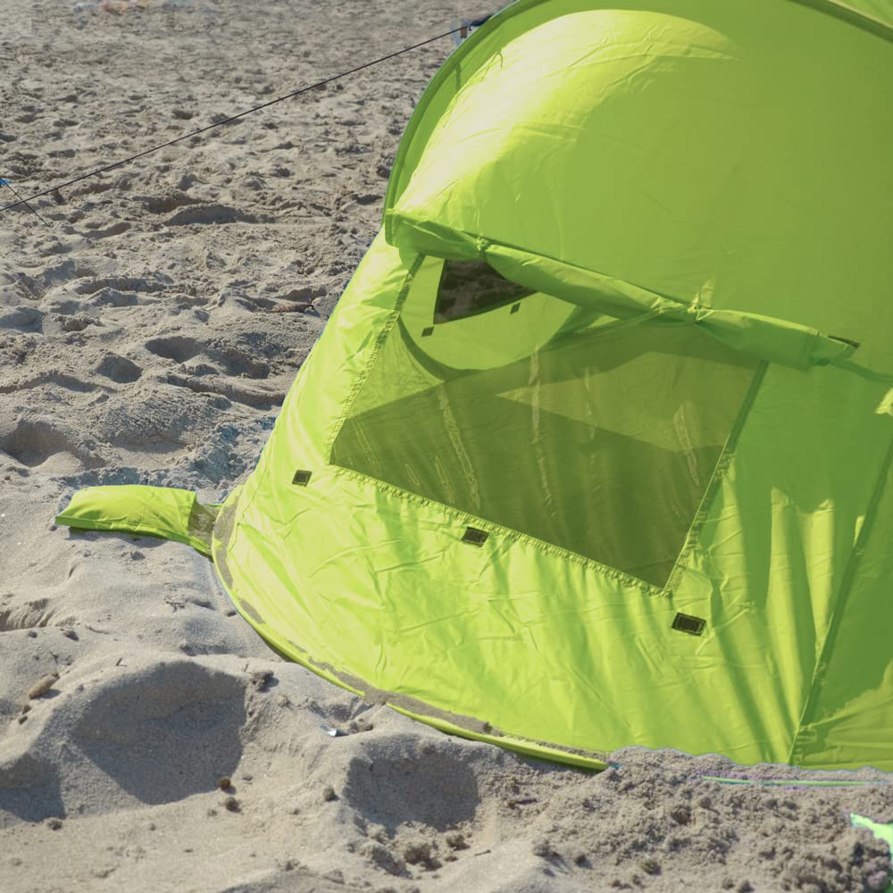 outdoorer Pop-up domek plażowy Zack PREMIUM, UV 80, zielony, w zestawie śledzie piaskowe, 3 okna i wzmocnione dno