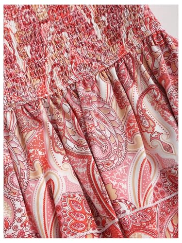 GORGLITTER Women's Pink Boho Mini Skirt Shirred High Waisted Layered Ruffle Skirts4