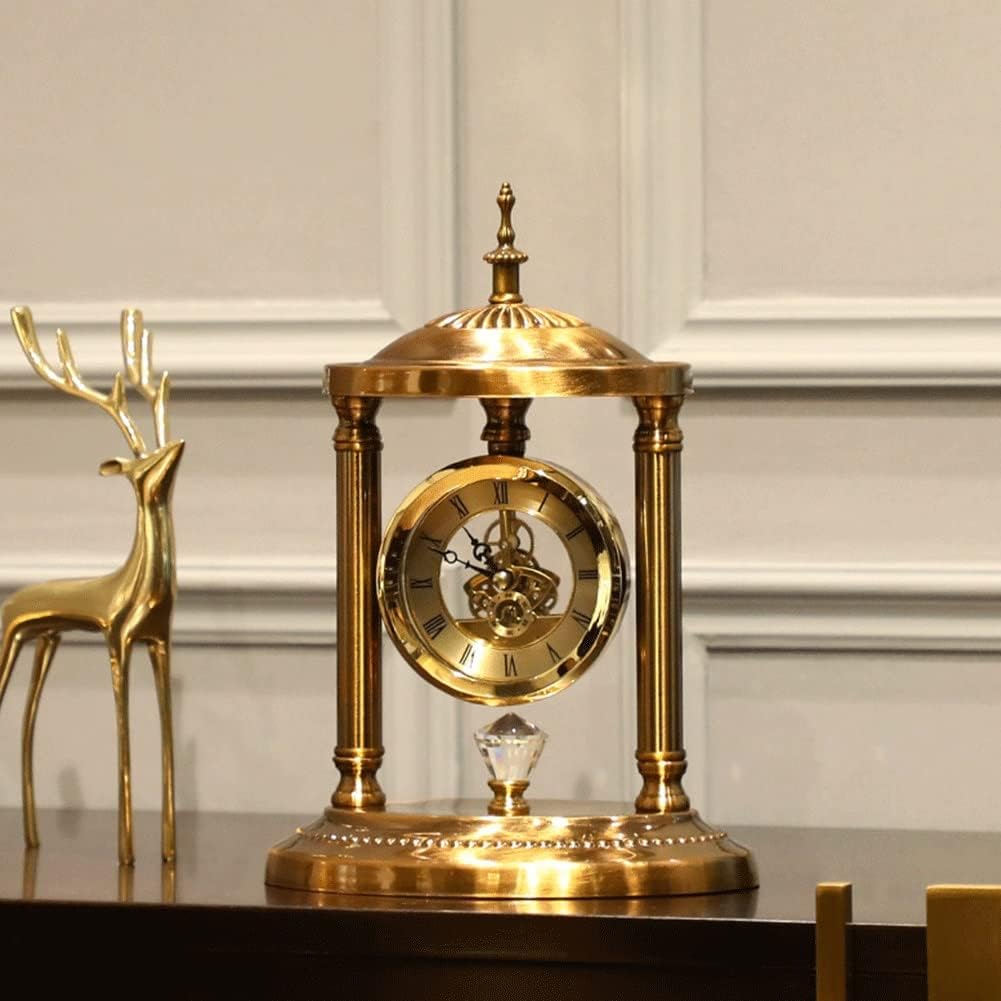 Retro Standing Clock Mantel Clock, European Retro Style Desk Clock, Living Room Clock Antique Silent Table Clock for Living Room, Fireplace, Office, Desk Luxurious Gift,