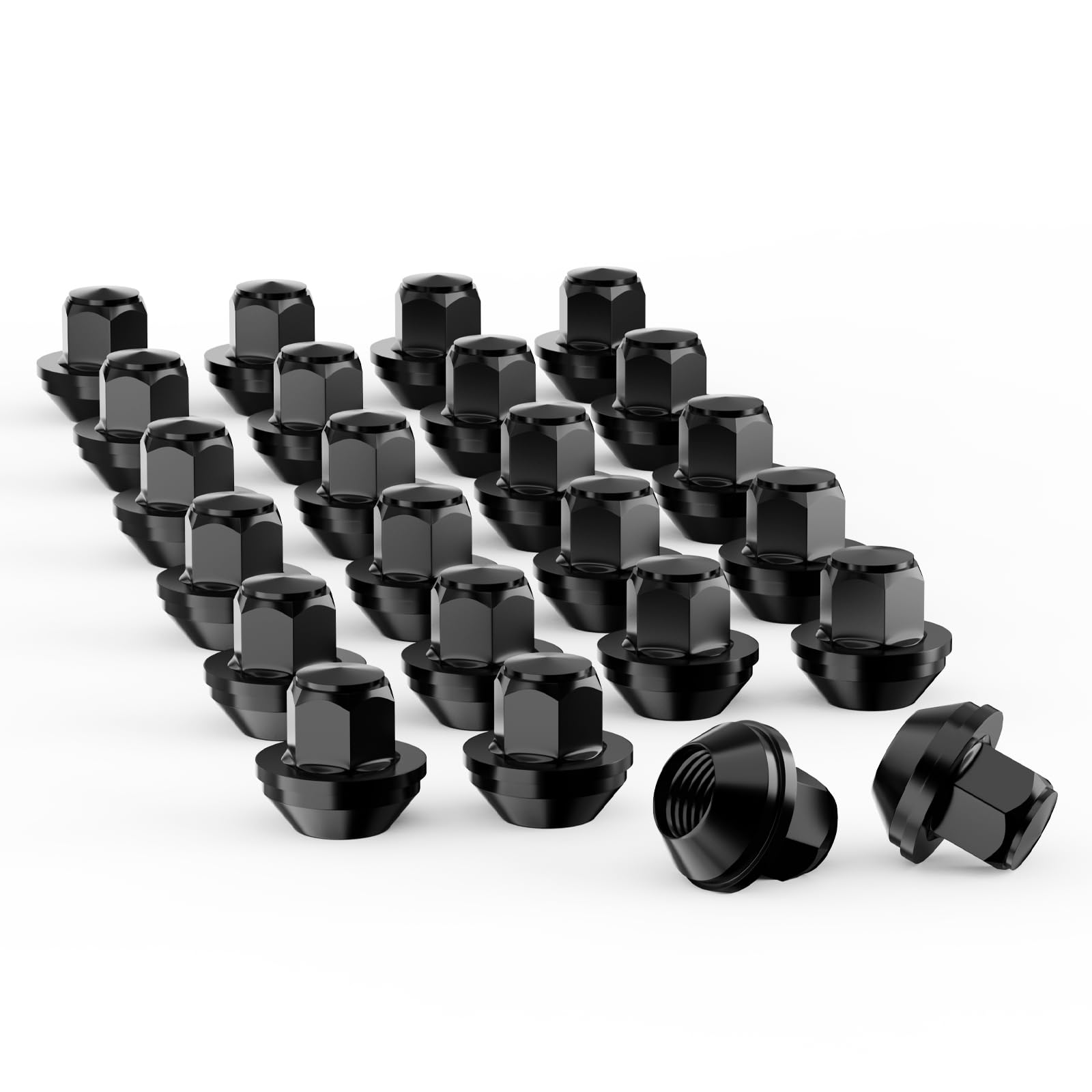 M12x1.5 Lug Nut with Tapered Seat - 20 3/4" 19mm Hex Chrome Wheel Lug Nut Aftermarket - 2009-18 Focus/2012-18 Fusi (Silver) (20pack:1.26in heigh, Black Electrophoresis, M12*1.5)