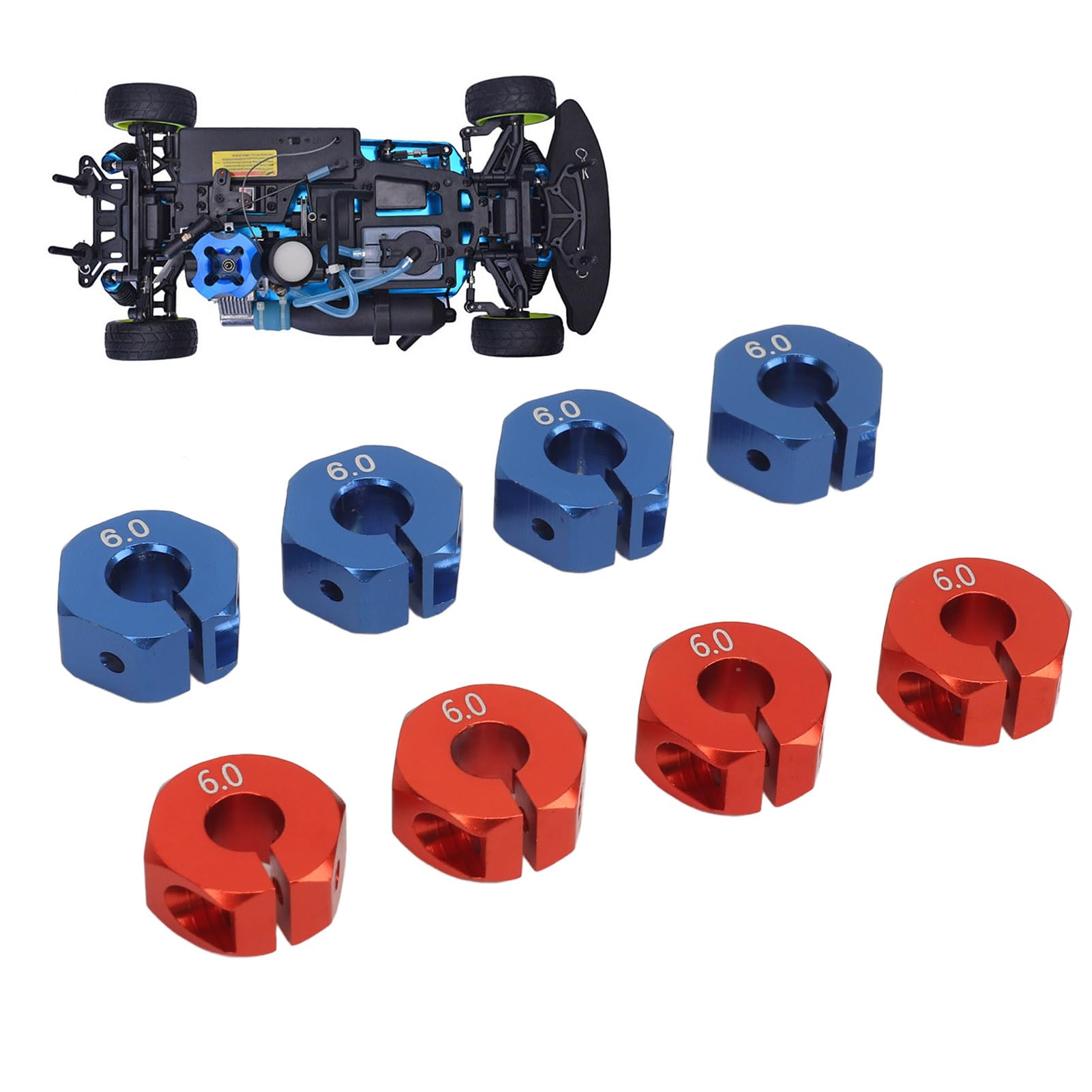 8X RC Auto Rad Sechskantantrieb Nabenadapter Blau 12mm