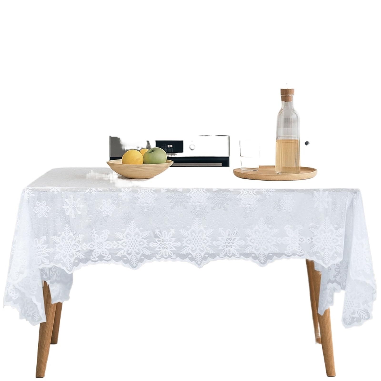 HYFEUOKF Lace Tablecloth Rustic Wedding White Vintage Embroidered Reception Table Cloth Decor Boho Party