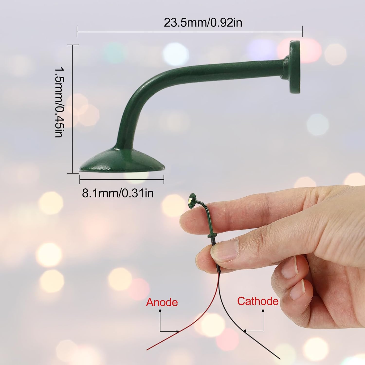 10pcs Model Railway Hanging Lamp, HO Scale 1:87 Outdoor Wall Goose Neck Light Hanging Lamp LED Lights for Miniature Landscape