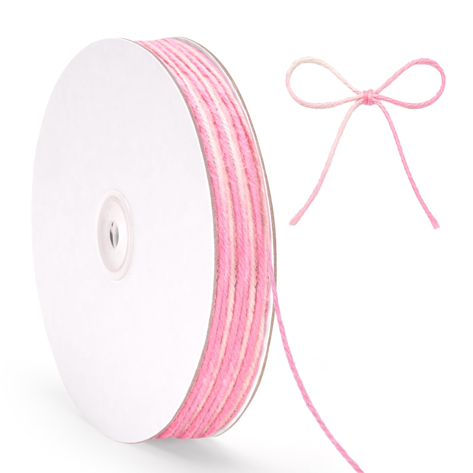 G2PLUS 2MM Gradient Colour Jute Twine, 100M Pink Natural Crafting String for DIY Projects, Gift Wrapping, Wedding Decor, Floral Arrangement, Home Decoration, 3 Ply