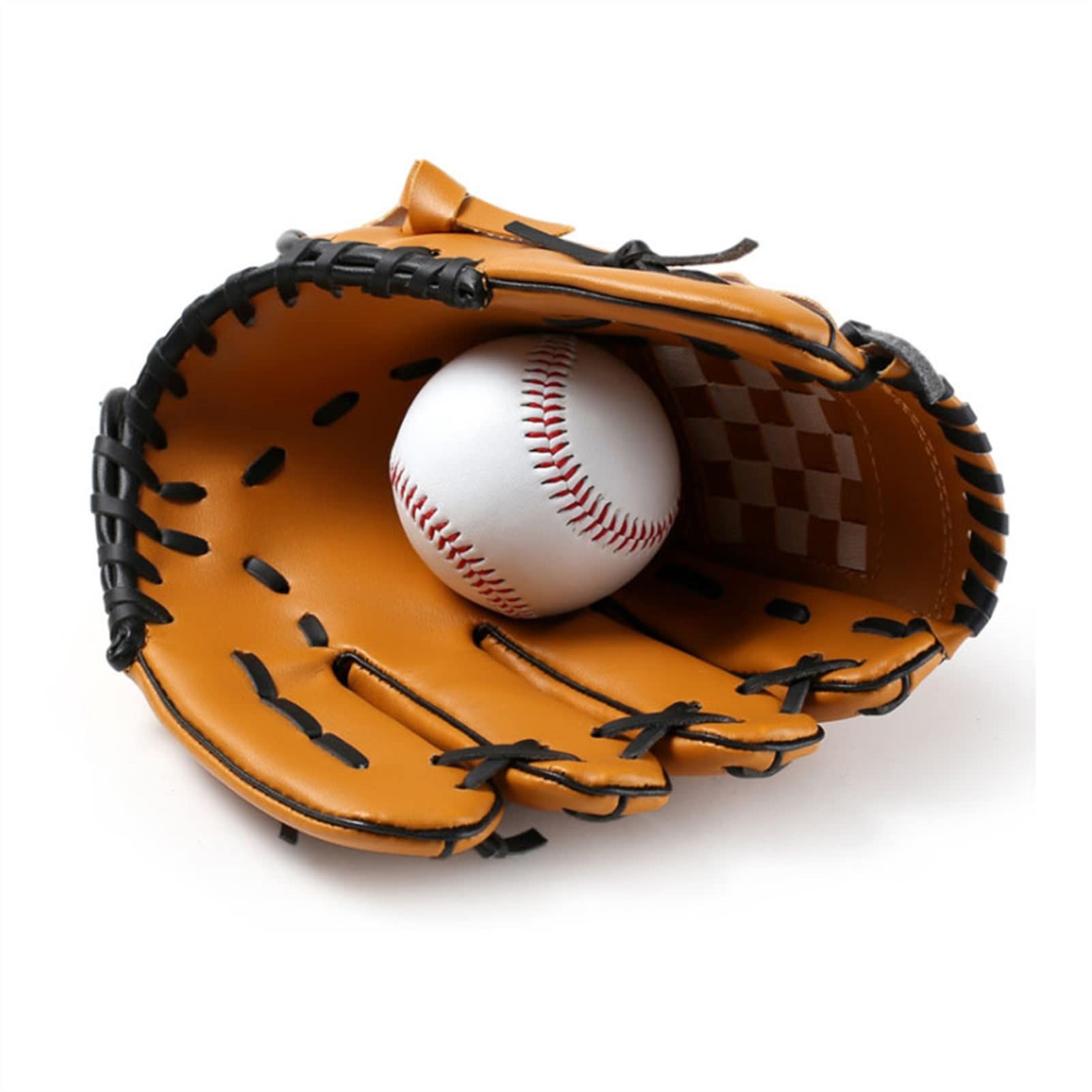 Guante de béisbol para niños/jóvenes/adultos 10.5/11.5/12.5 pulgadas Guante de béisbol de cuero de PVC Accesorios para deportes al aire libre Mano izquierda Marrón/negro/azul Protección de s