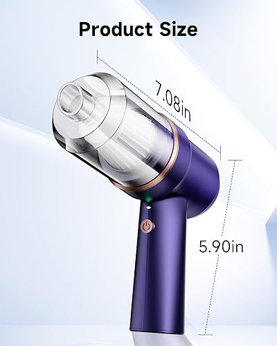 Miniatura 9 de Mini aspiradora inalámbrica con luz LED  Aspiradora de mano de 15000 Pa recargable - Aspiradora portátil 3 en 1 potente para automóvil con múltiples