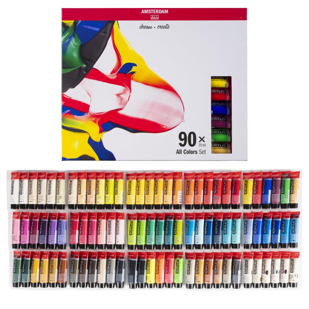 Amsterdam Standard Series Set de Peinture Acrylique pour Débutants | Set d'Essai Complet (90 x 20 ml) | Toutes les Couleurs de