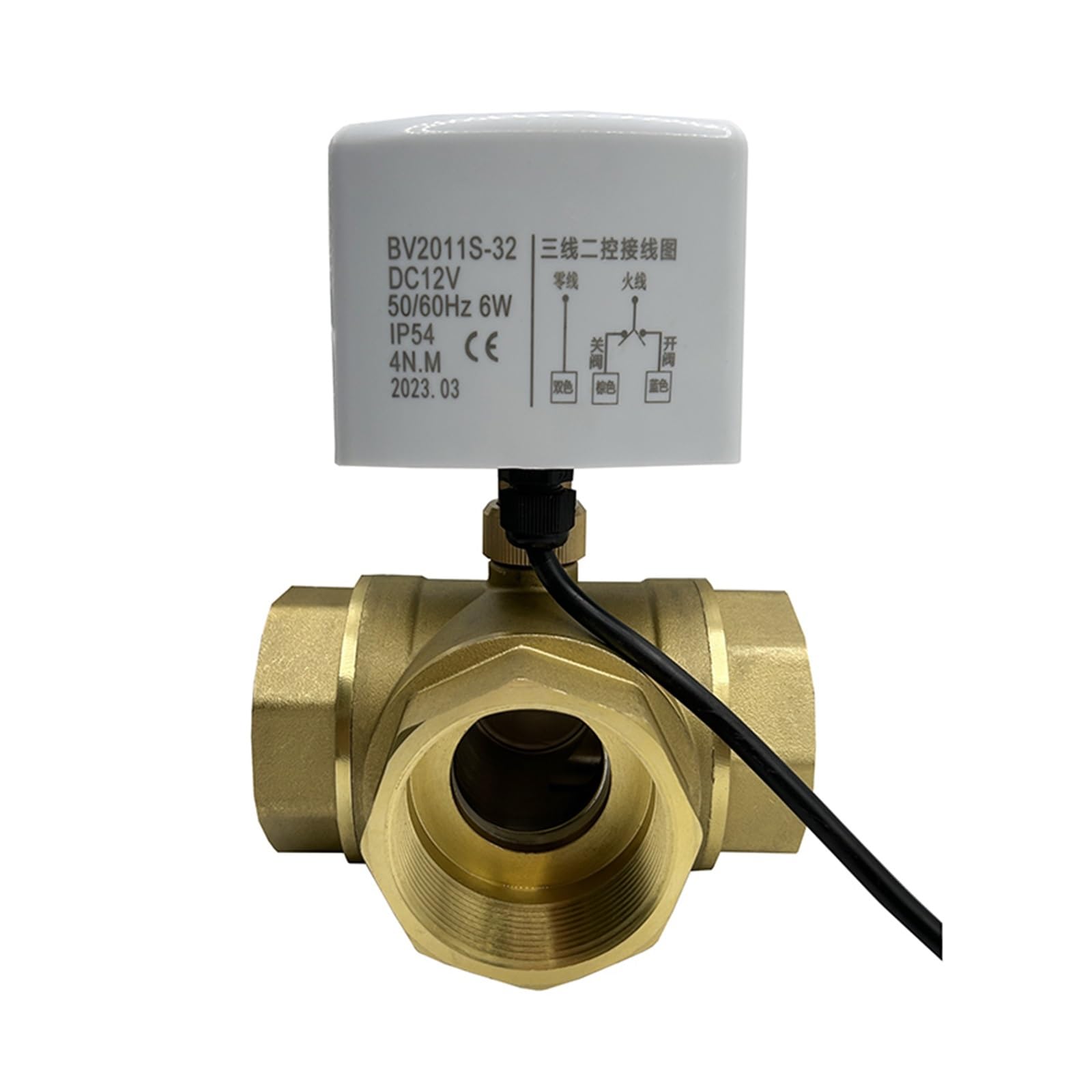 ZXTIIEUF 2" Inch Three Way Motorized Ball Valve Big Torque 220V 12V 24V 3-Wire 2 Control Brass Electric Ball Valve(220vac-l Type)