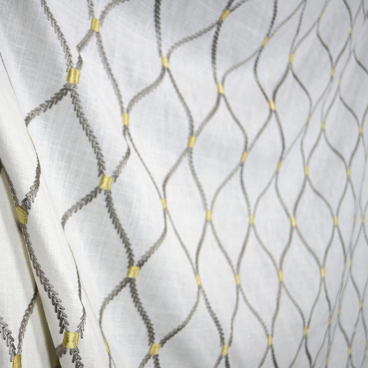 Ikiriska Extra Long Linen Curtains 8-24 ft Long 50" Wide with Geometrical Embroidery Pattern. Custom Made (Grey with White Stripes, 100″Wx096″L)