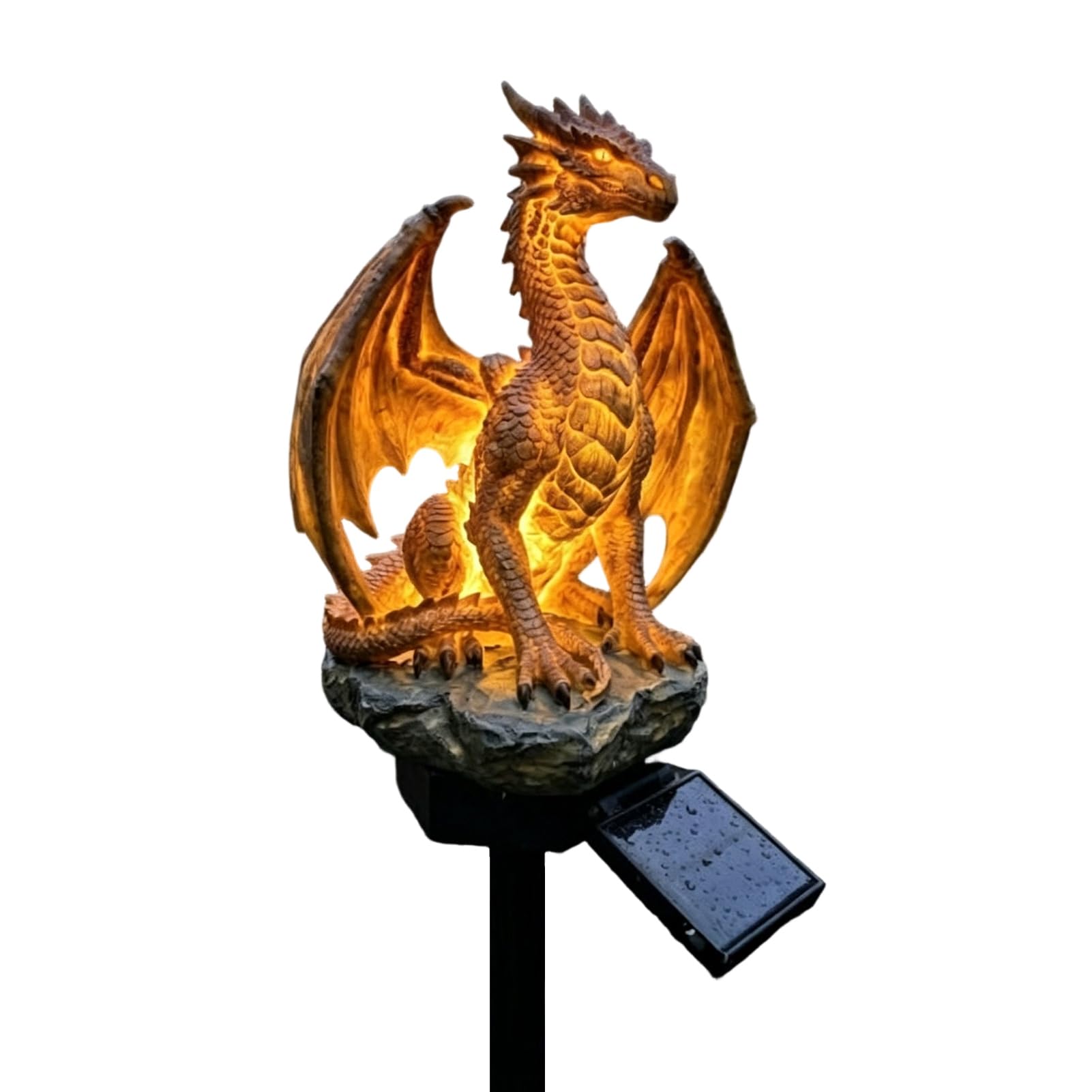 ZhzeYun Solar Dragon Garden Statues – Outdoor Garden Solars Ornaments, Dragon Statue with LED Lights, Warm Glow Solar Powered Dragons Figurine for Pathway Decor & Yard A 1pc