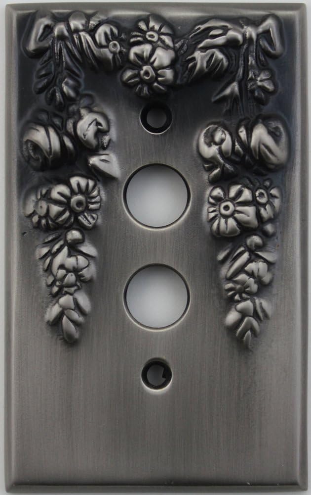 Classic Accents Decorative Antique Pewter One Gang Push Button Light Switch Wall Plate