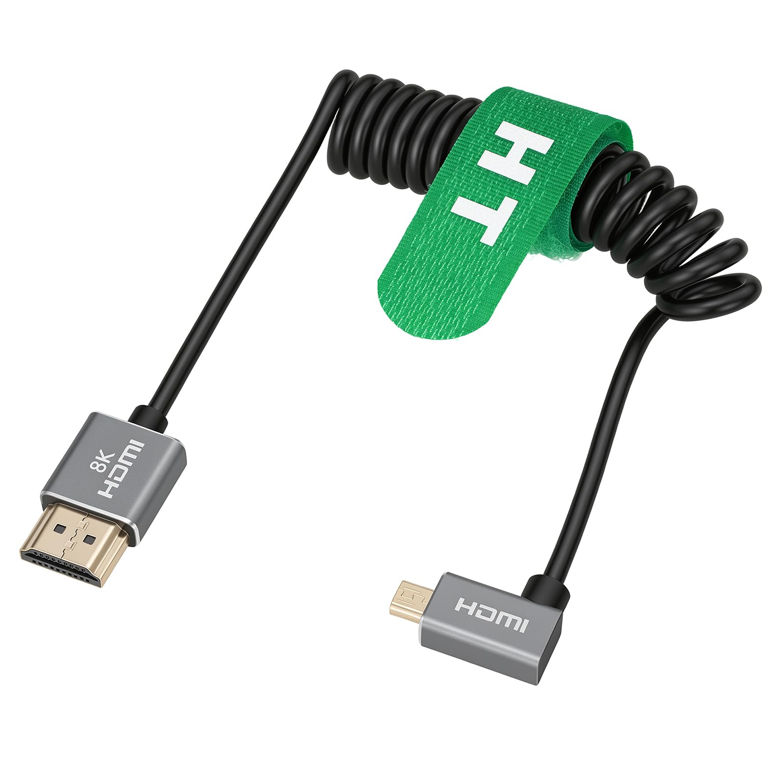Cavo Mini HDMI A HDMI 2.1 A Spirale, 8K/4K 60p Per Nikon, Sony, Canon E Monitor Esterni Come Atomos Ninja V - Morbido E Flessibile, Viola - 5