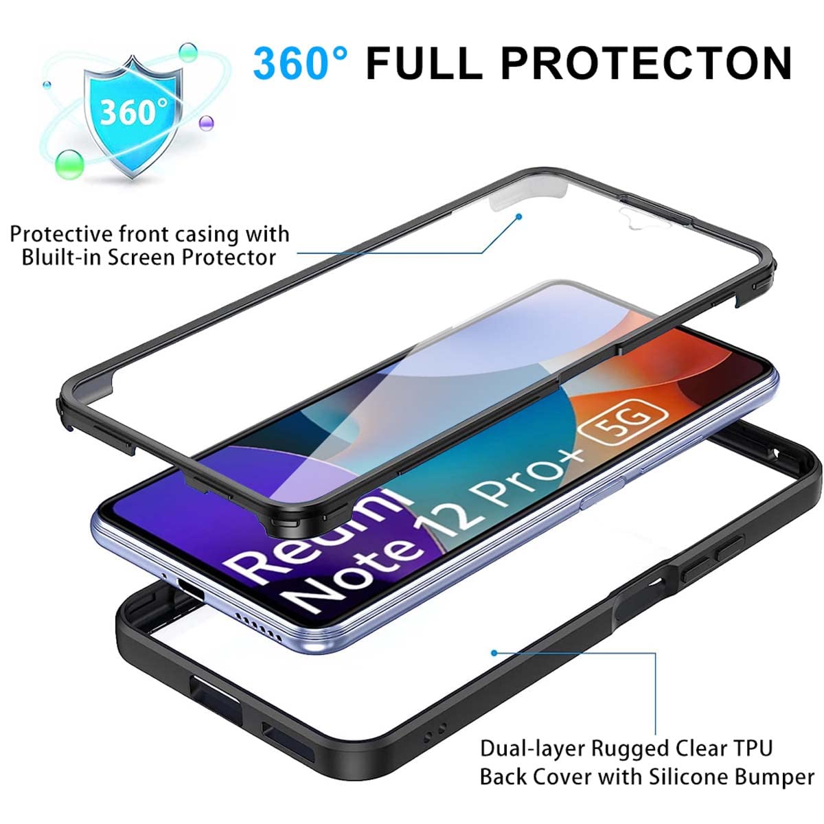 CAXKJE Black Personalizzata Custodia per Doogee Note 58 PRO,con la Tua Foto,Immagine o Scritta Cover,Silicone Case Antiurto Bumper,per Note 58 PRO Cover Personalizzata