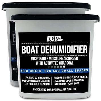 Moisture Absorber Boat Dehumidifier Moisture Absorbers Charcoal Smell Remover to Get Rid of Damp Smell & Humidity | No Refill for Basement, Closet, Home, RV or Boating Unscented Fragrance Free 2 Pack