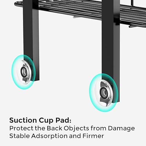 Vista 4 de Nieifi Estante organizador de despensa para ducha sobre la puerta con ganchos confiables, organizador de ducha resistente para colgar, estante