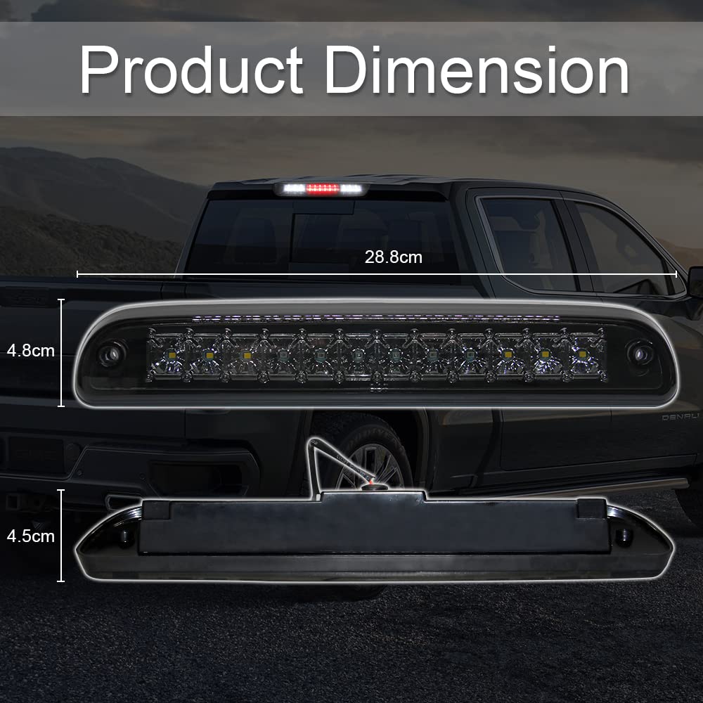 F350 Third Brake Light for Ford F250 F450 F550 1999-2015 Red White High Mount Led Reverse Lights 3RD Rear Stop Tail Lamp Waterproof (3RD Brake 062-3)