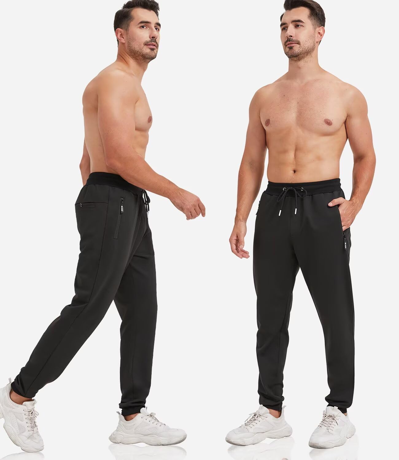 lomsoe 3er-Pack Jogginghose Herren Tapered, Trainingshose Herren mit Reißverschlusstaschen, Sporthose Herren Lang Sweatpants Fleece Slim Fit für Laufen und Fitness